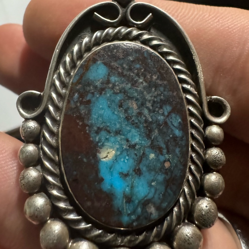 VERY RARE Huge Smoky Bisbee Turquoise, 26 Gram Ring, Silver, South Western U.S
